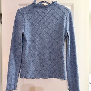 adidas Dusty Blue Long Sleeve Textured Crew Top